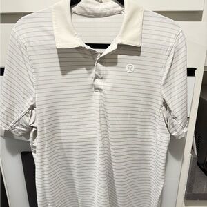lululemon athletica Men's Polo in White with Gray Stripes